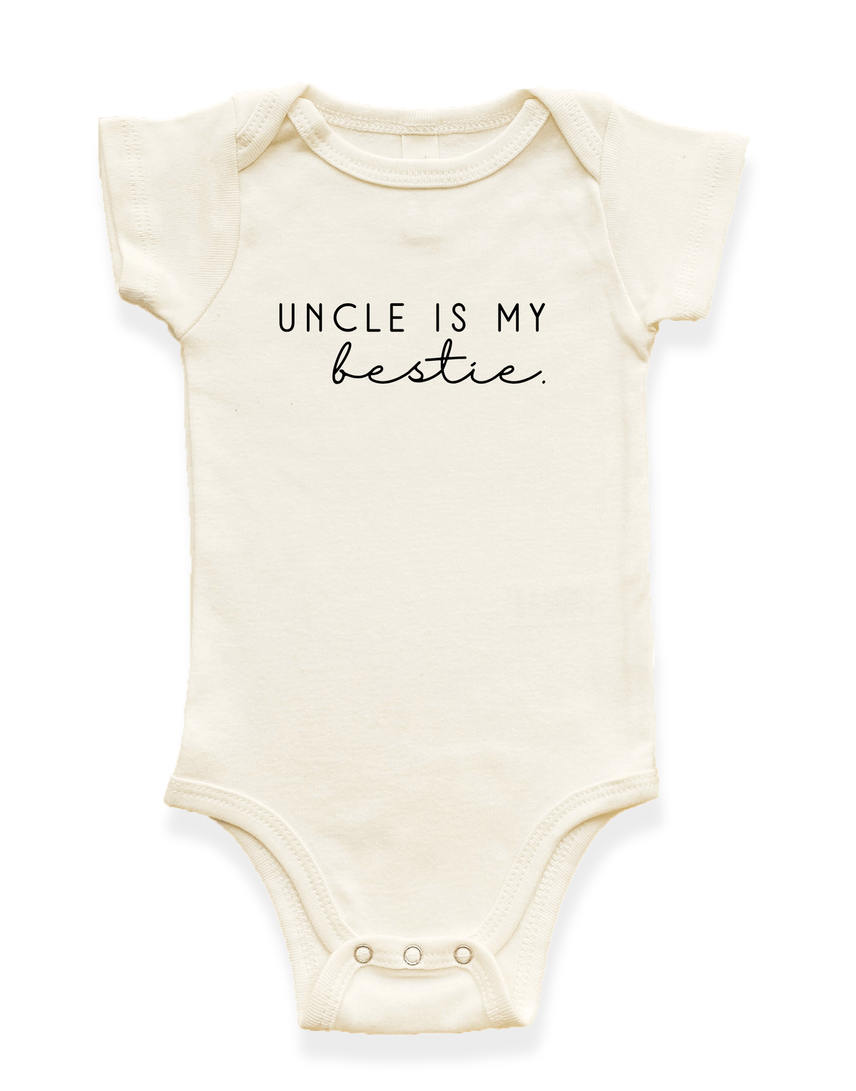 Uncle is my Bestie Organic Baby Bodysuit - Black, 0-3M, 3-6M, 6-12M, 12-18M