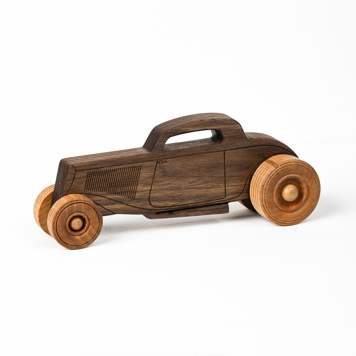 Classic Hot Rod 8.75" Long - Solid Walnut Wood - Etched Details - view 7