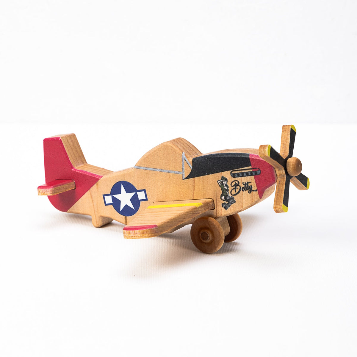 WWII Classic P-51 Mustang Wooden Toy Airplane Trio - view 7