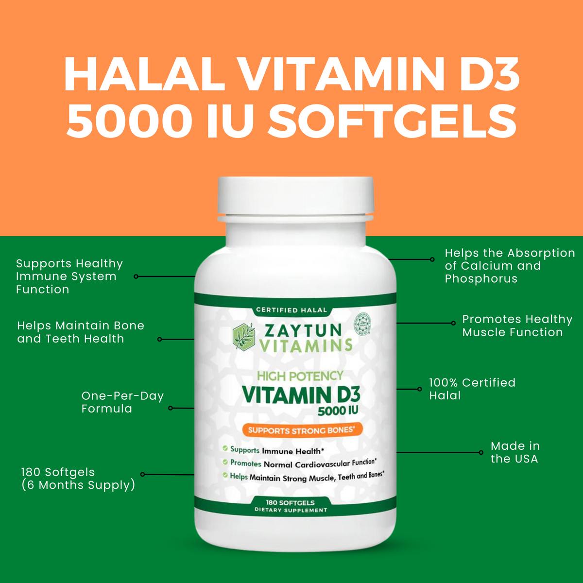 Halal Vitamin D3 5000 IU Softgels (3Pack) - view 3