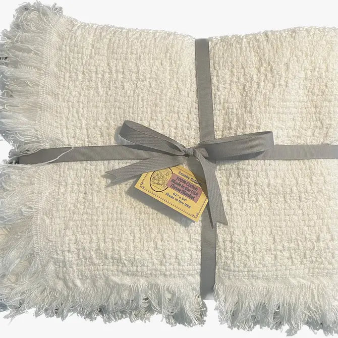 100% Cotton Throw Blankets 52" x 65" - 100% Cotton Throw Blankets 52" x 65" - White - view 7
