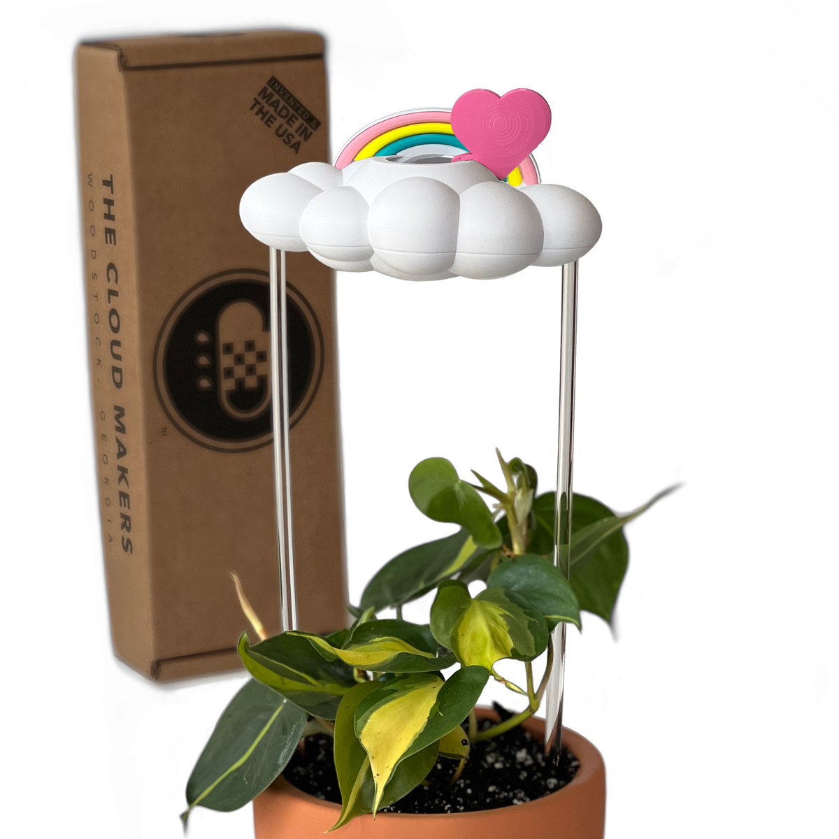 Original Dripping Rain Cloud with Pink Heart and Pastel Rainbow Charms - view 3