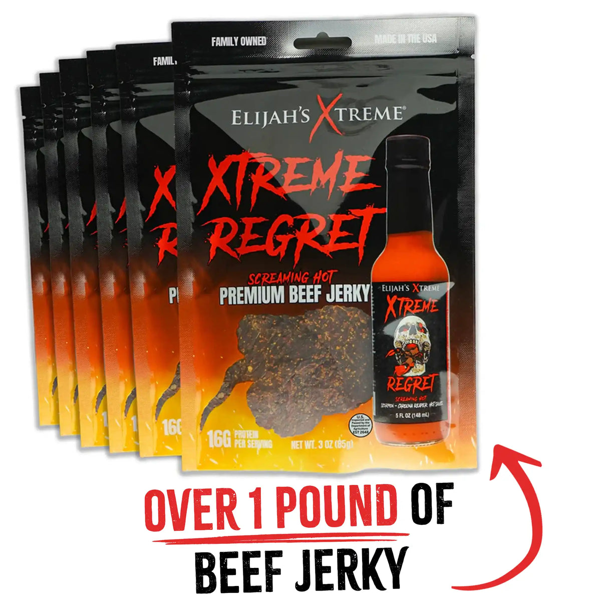 Xtreme Regret Spicy Beef Jerky - 6 bags (1lb) - view 6