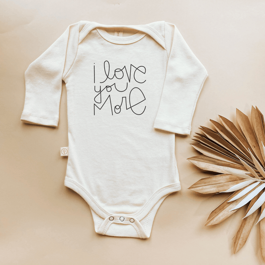 I Love You More - Long Sleeve Organic Baby Bodysuit - Black, 0-3M, 3-6M, 6-12M, 12-18M, 18-24M
