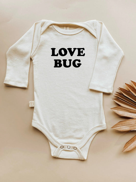 Love Bug Organic Bodysuit Long Sleeve - Black, 0-3M, 3-6M, 6-12M, 12-18M, 18-24M