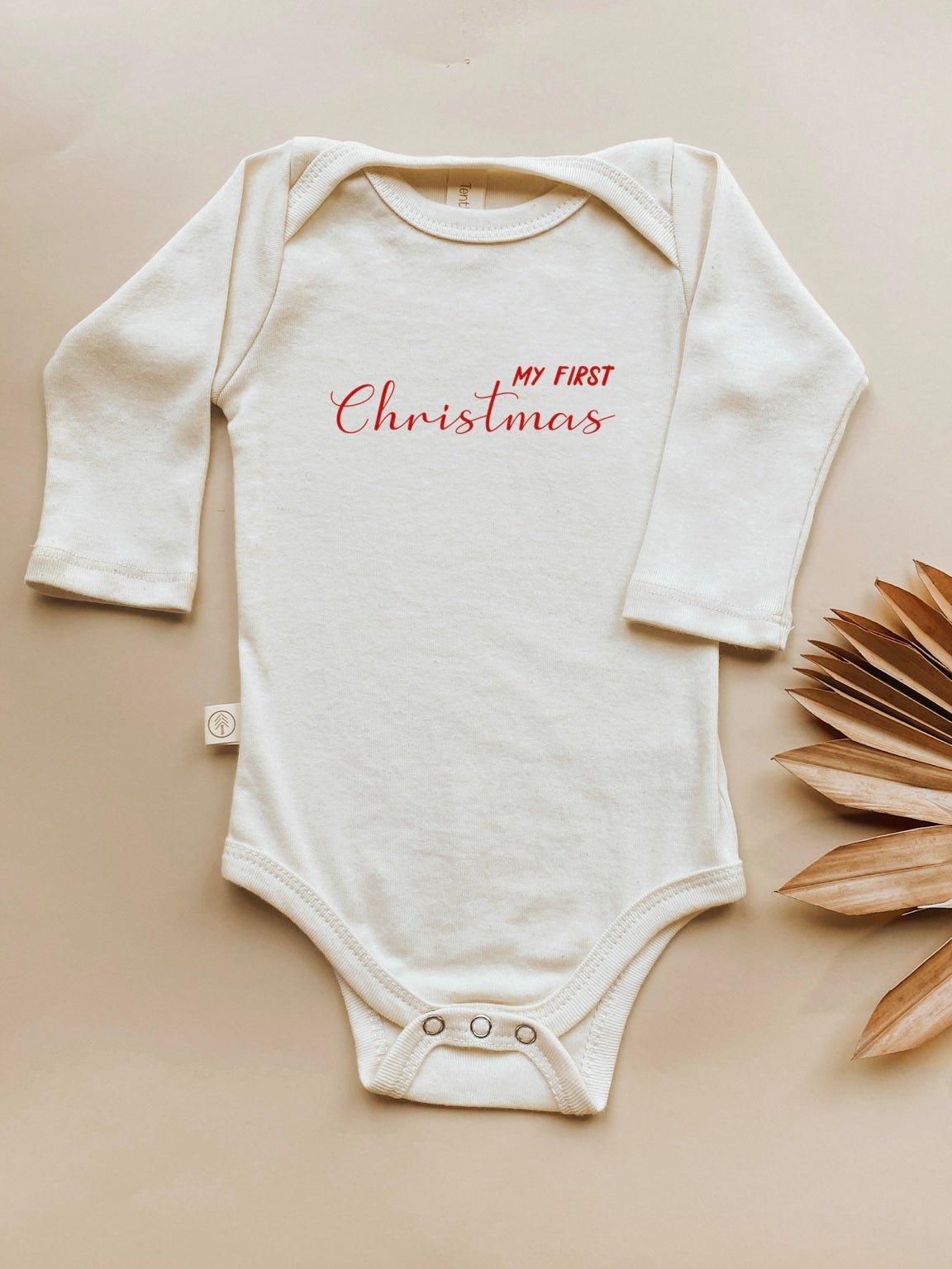 My First Christmas Organic Baby Bodysuit Long Sleeve - Red, 0-3M, 3-6M, 6-12M, 12-18M, 18-24M - view 4