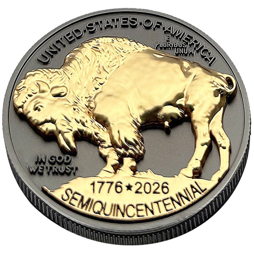 3D American Buffalo Indian Head Tribute Coin With USA 250 Privy Mark - view 3