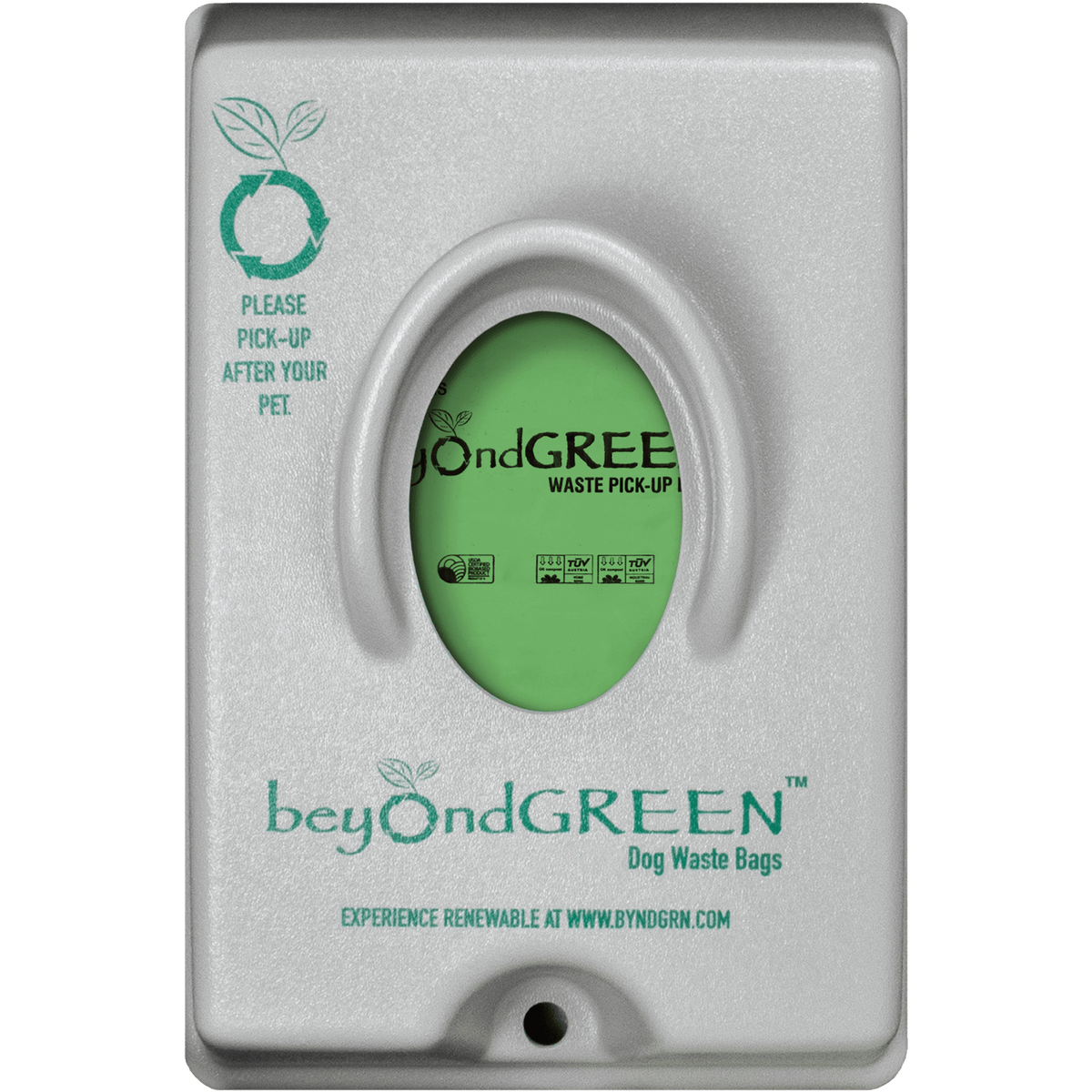 beyondGREEN Single-Pull Dog Waste Bag Dispenser - Wall/Pole Mount - Gray, 1