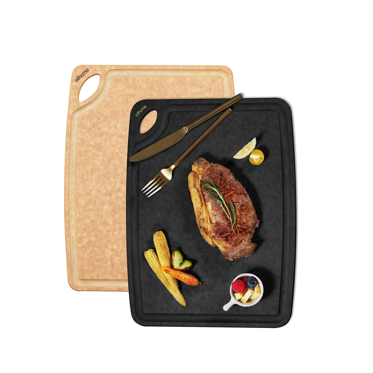 Classic Series 2-In-1 Set Cutting Board - Medium - (Black + Natural) — Elihome