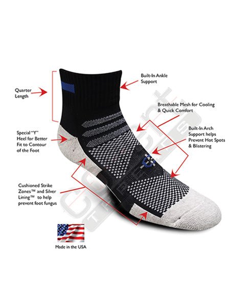 Blue Line Quarter Sock — Covert Threads-A Military Sock For Every Clime & Place