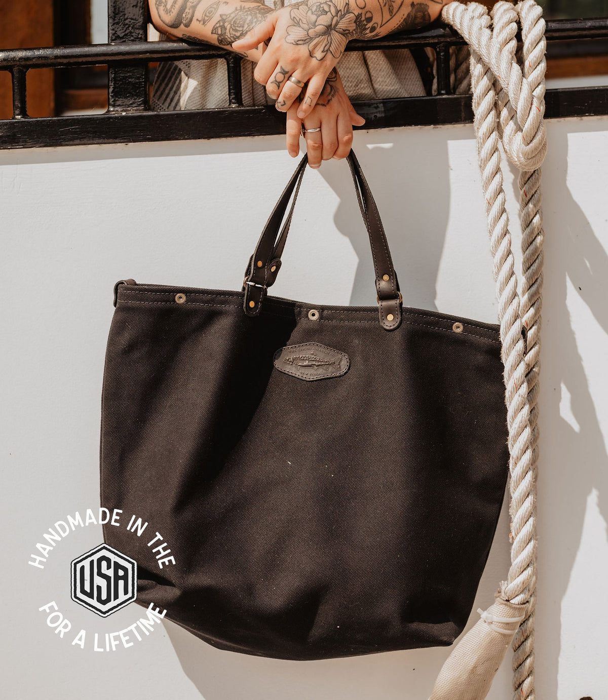 The Mariner Tote - USA Made - Dark Charcoal Canvas