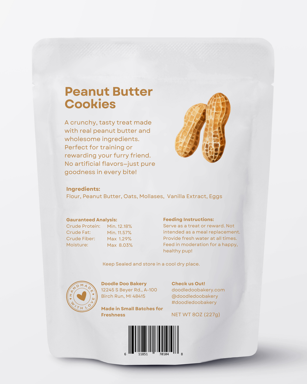Homemade Peanut Butter Dog Cookies – 1/2 lb - image 2