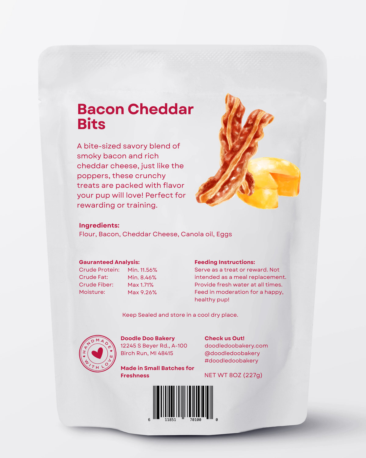 Homemade Dog Treats - 🥓 Bacon Cheddar Bits Treat 1/2lb - image 2