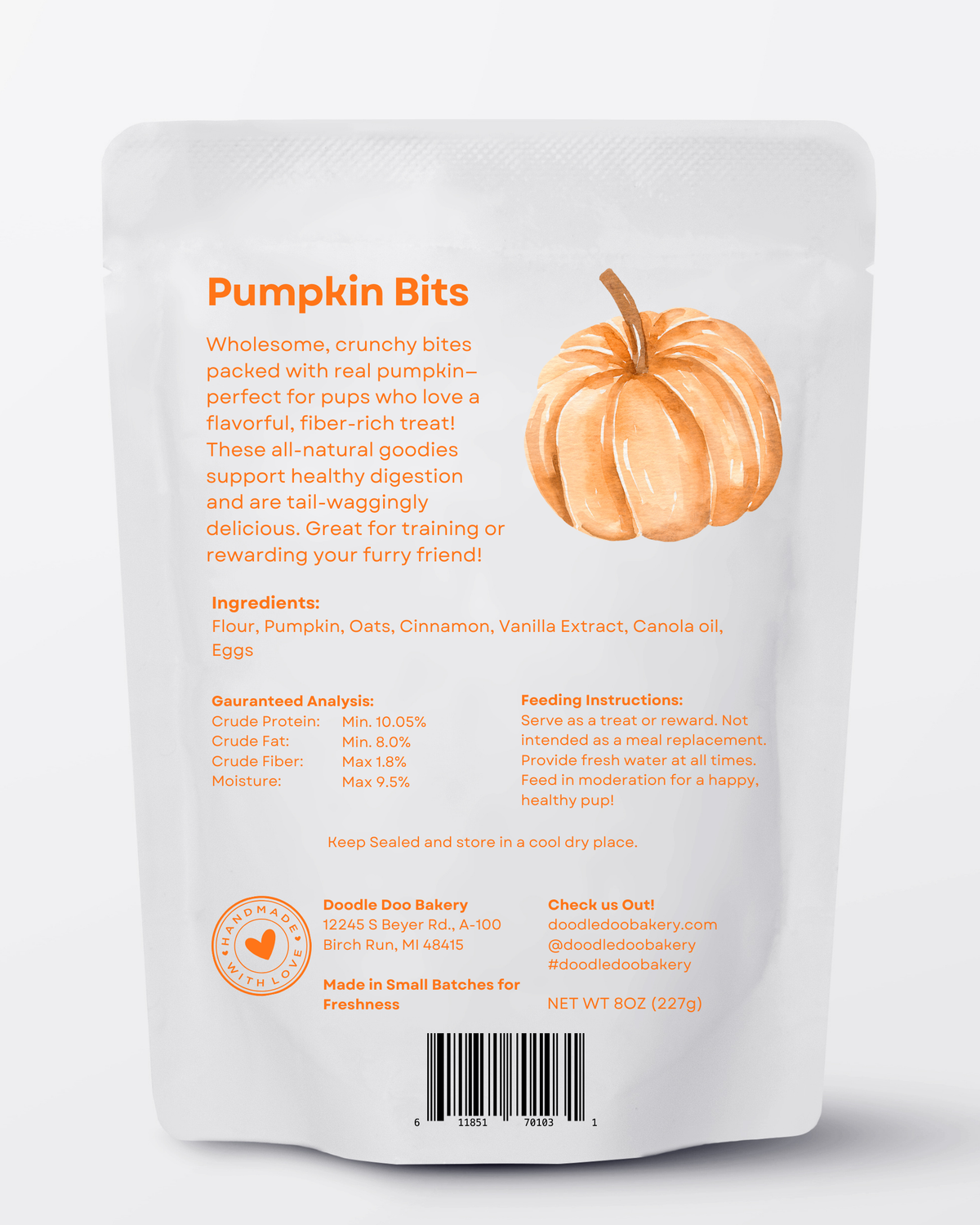 Homemade Dog Treats - 🎃 Pumpkin Bits Dog Biscuits 1/2lb - image 2