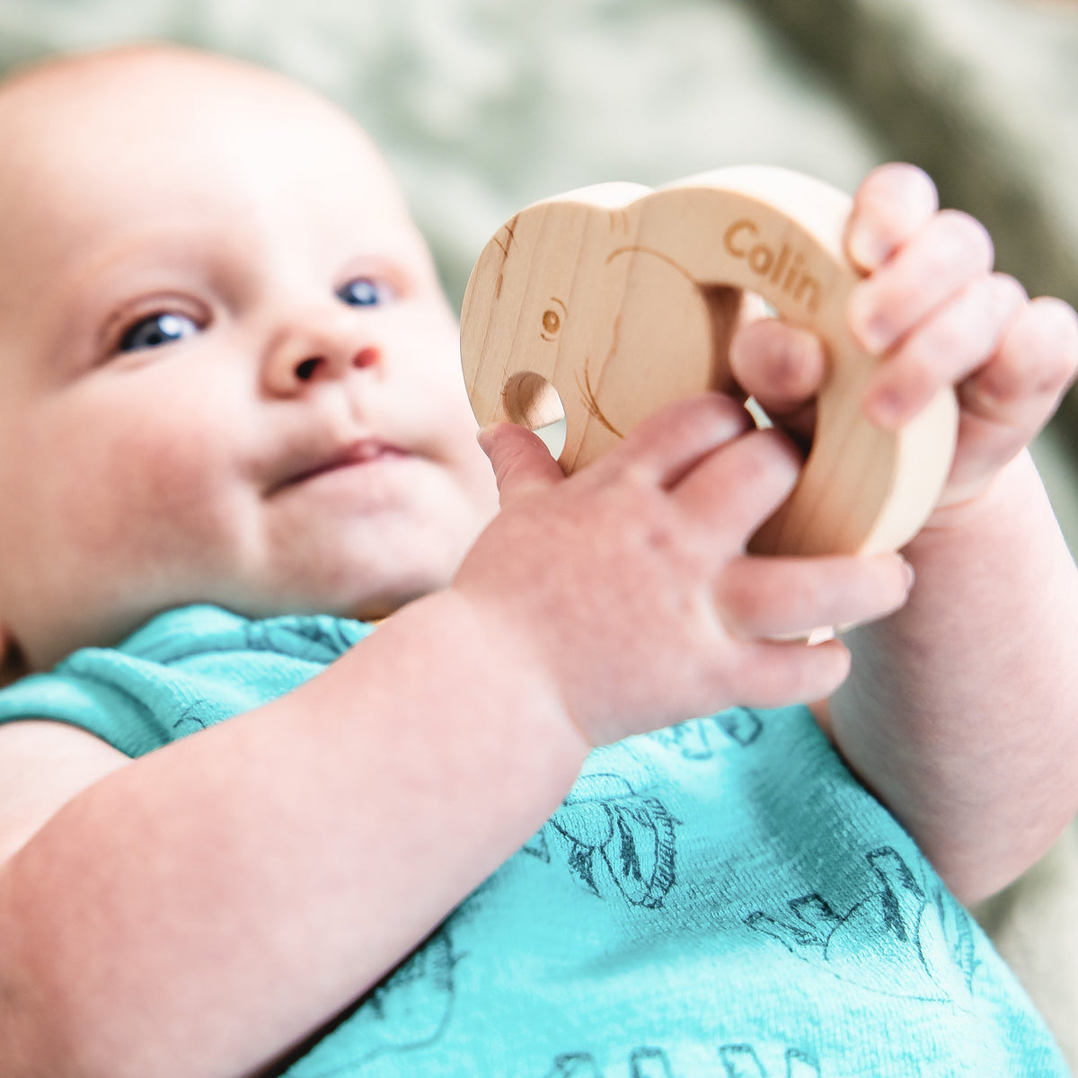 Soothing Elephant Teether with Organic Cotton Bag - Made in the USA 🇺🇸 - view 2
