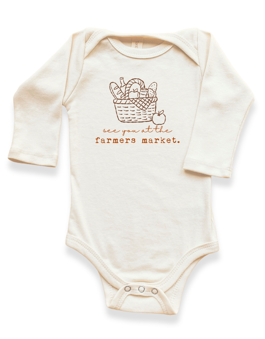 Farmers Market Organic Bodysuit Long Sleeve - 0-3M, 3-6M, 6-12M, 12-18M