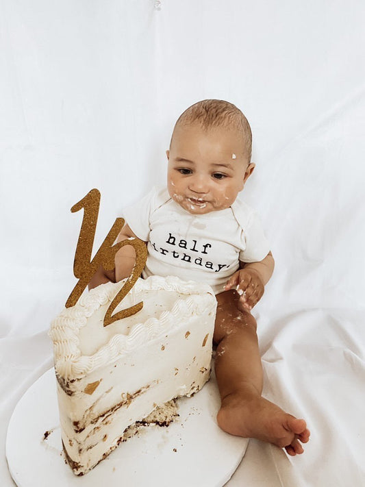 Half Birthday Organic Baby Bodysuit - view 2