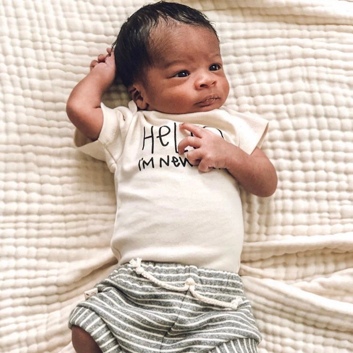 Hello I'm New Here Organic Baby Bodysuit - view 6