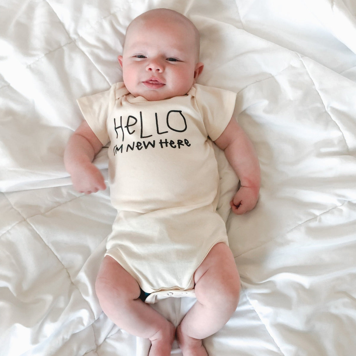 Hello I'm New Here Organic Baby Bodysuit - view 4