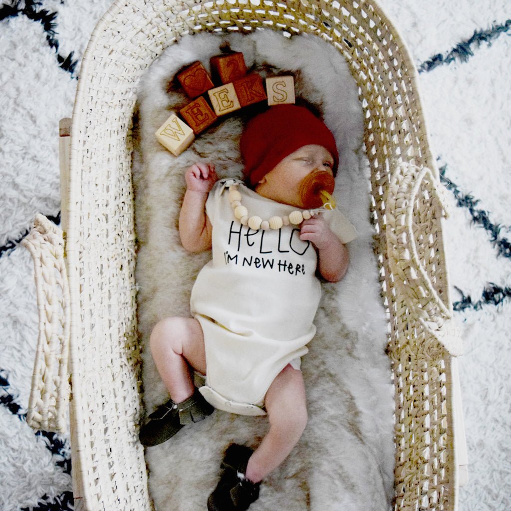 Hello I'm New Here Organic Baby Bodysuit - view 7
