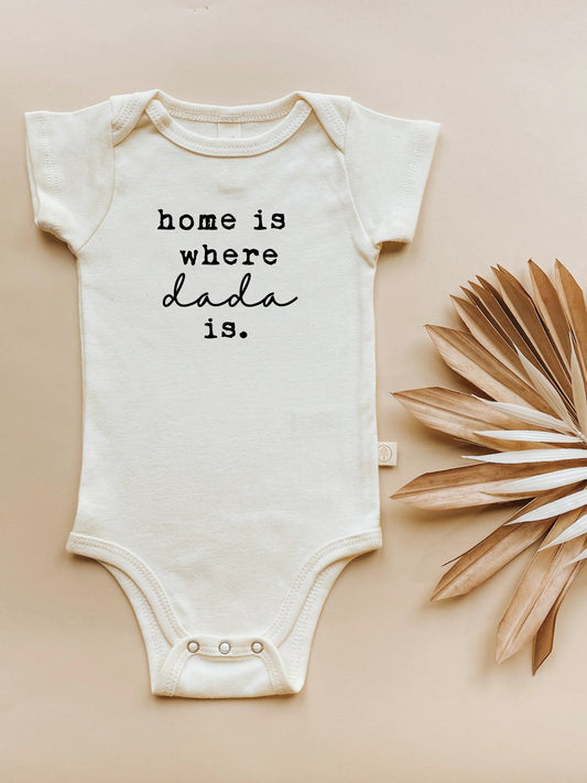 Home is Where Dada is Organic Baby Bodysuit - Black, 0-3M, 3-6M, 6-12M, 12-18M, 18-24M - view 2