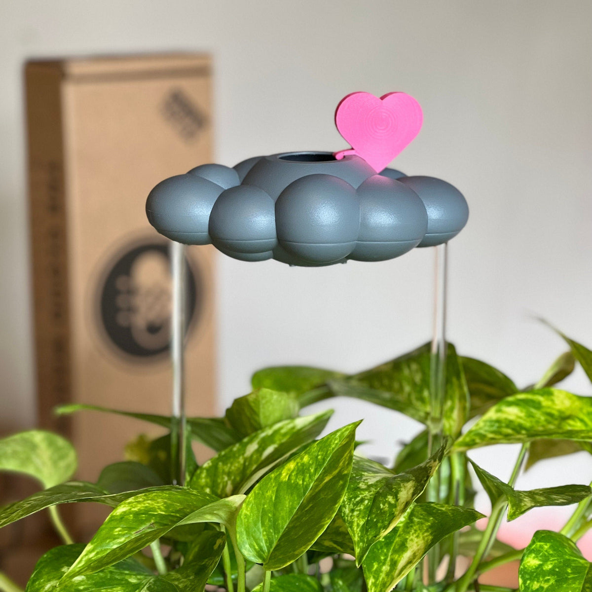 Stormy Dripping Rain Cloud with Pink Heart Charm - view 3