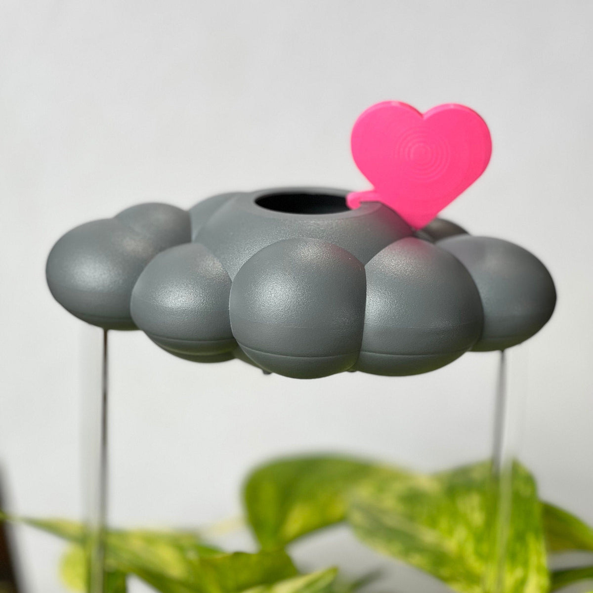 Stormy Dripping Rain Cloud with Pink Heart Charm - view 6