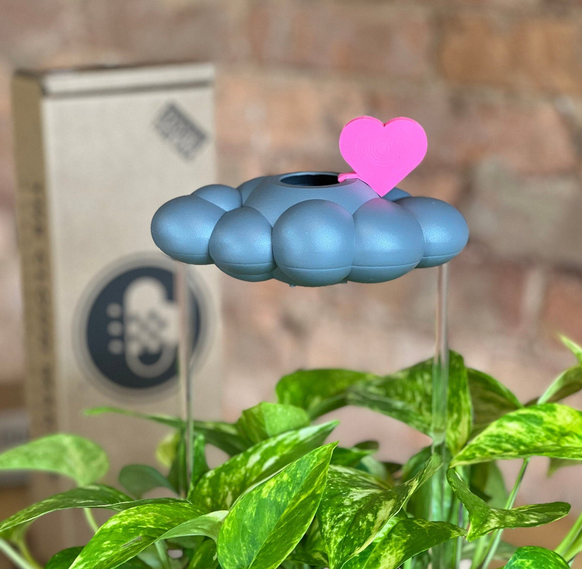 Stormy Dripping Rain Cloud with Pink Heart Charm - view 5