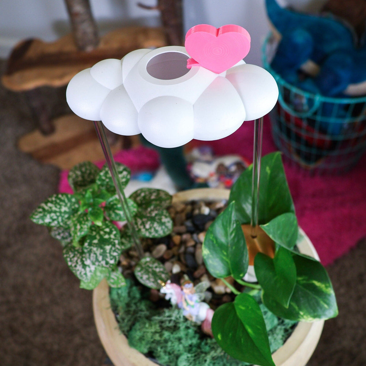 Original Dripping Rain Cloud with Pink Heart and Pastel Rainbow Charms - view 6