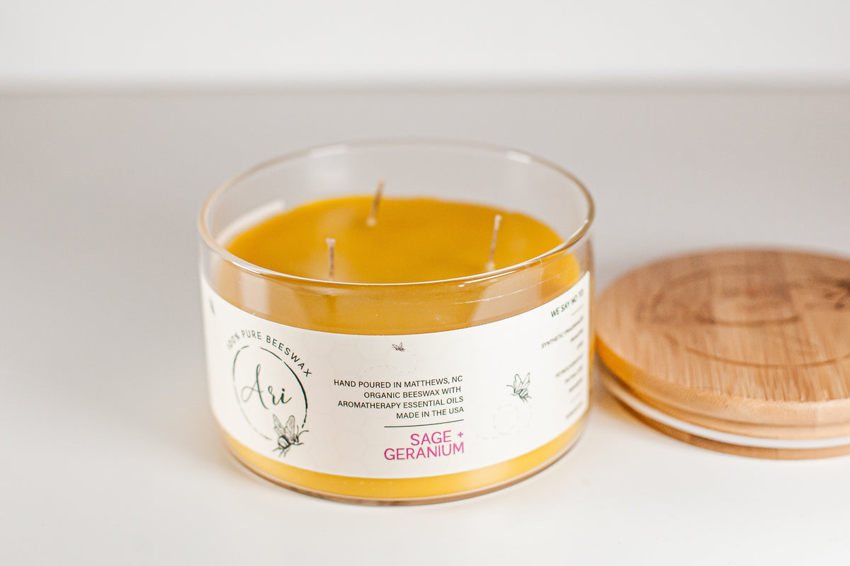 Sage Geranium Beeswax Candle |8 oz - view 5