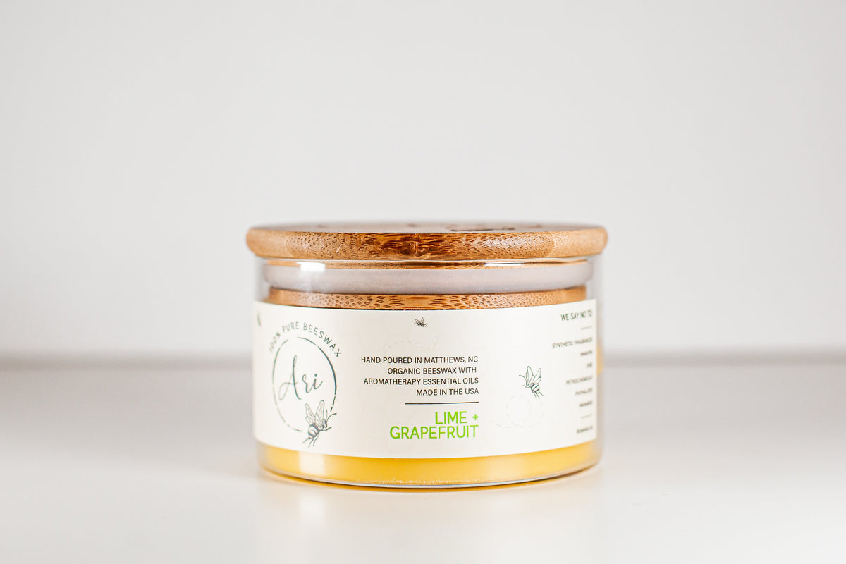 Lime Grapefruit Beeswax Candle |8 oz