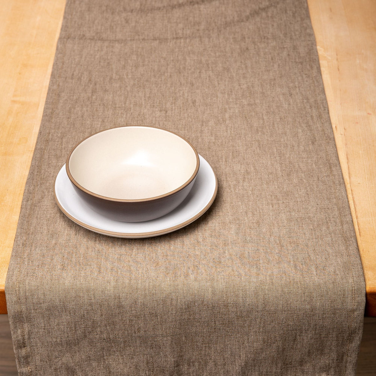 TABLE RUNNER - TAN CHAMBRAY - view 3