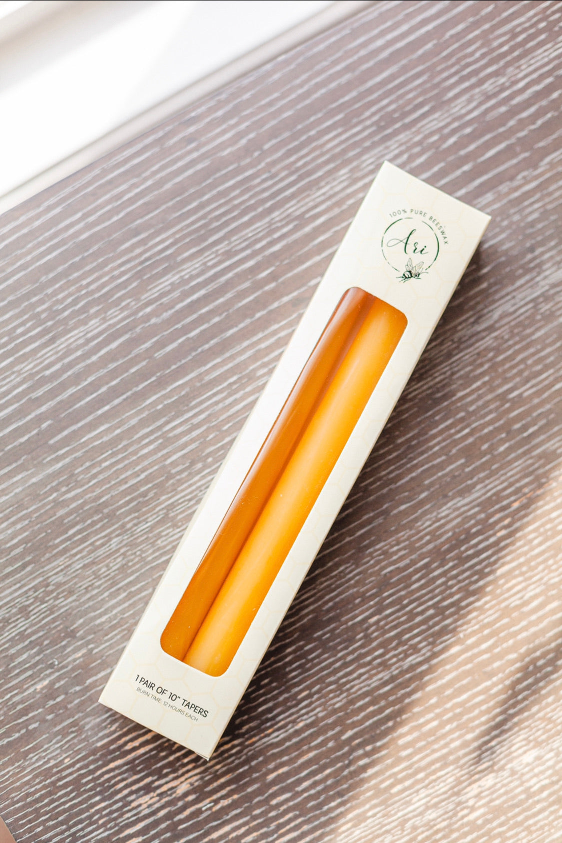 100% Pure Beeswax Taper Candles Set of 2- 10” Tapers - view 4