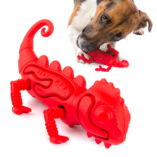 Jeffers Red Chameleon Natural Eco-Friendly Rubber Dental Dog Chew Toy - Red, Medium, 1
