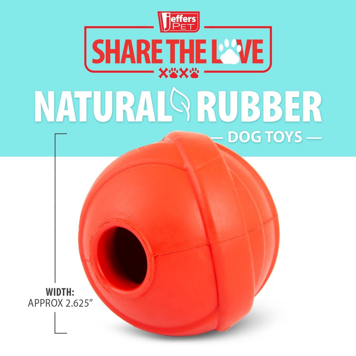 Jeffers Red Orbits Ball Natural Rubber Dental Treat Dispensing Dog - view 3