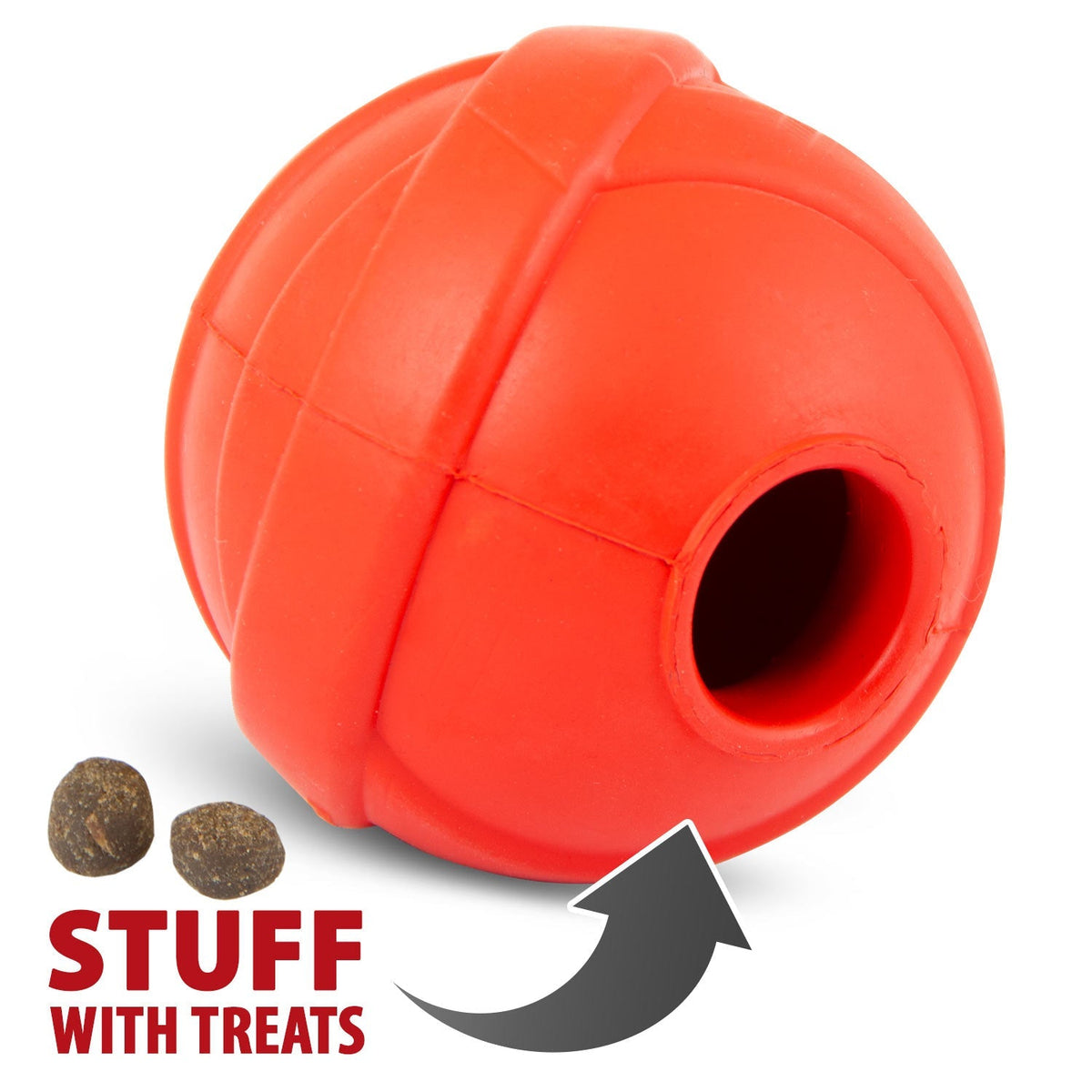Jeffers Red Orbits Ball Natural Rubber Dental Treat Dispensing Dog