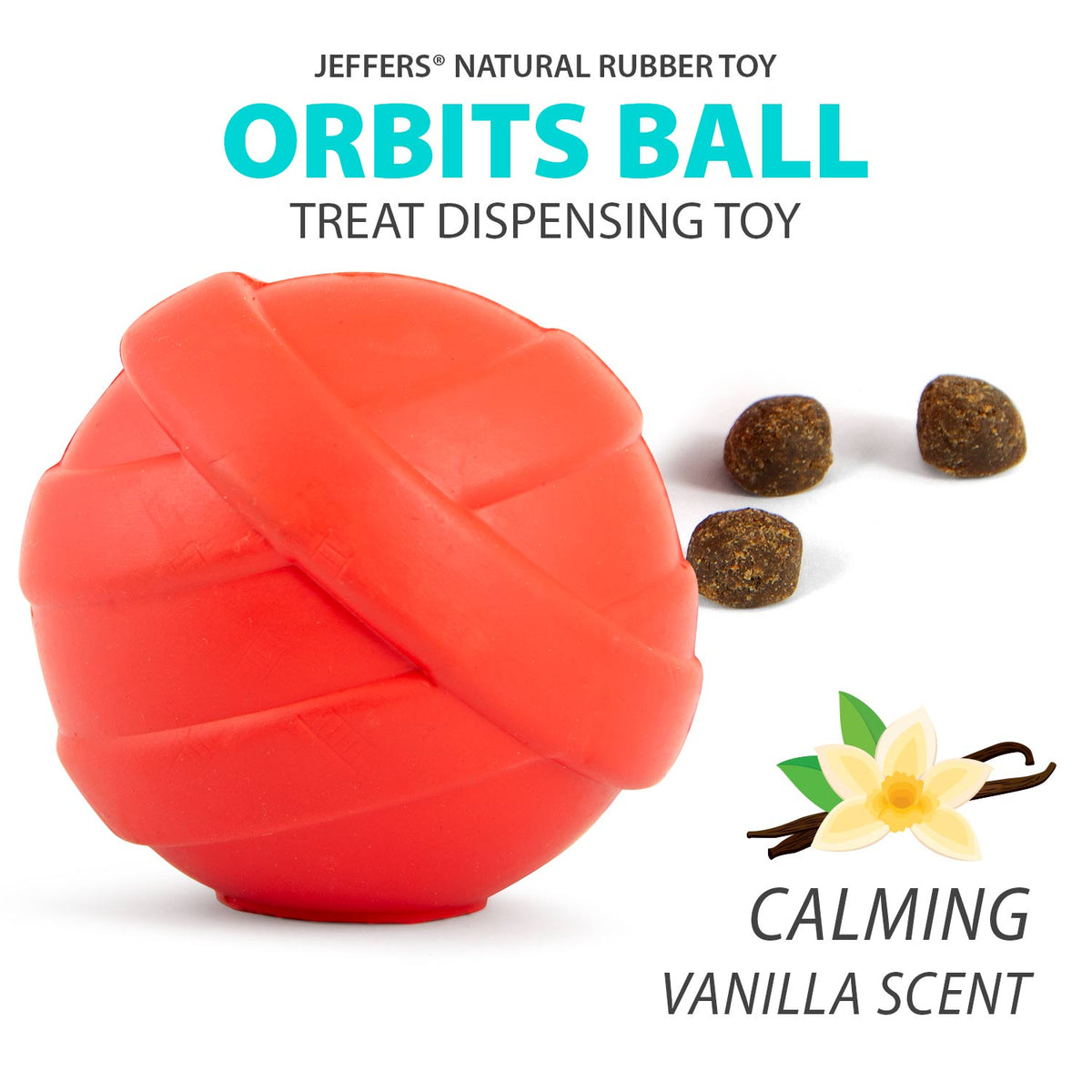 Jeffers Red Orbits Ball Natural Rubber Dental Treat Dispensing Dog - view 2