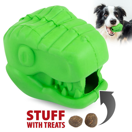 Jeffers T-Rex Natural Rubber Treat Dispensing Dental Dog Chew Toy for