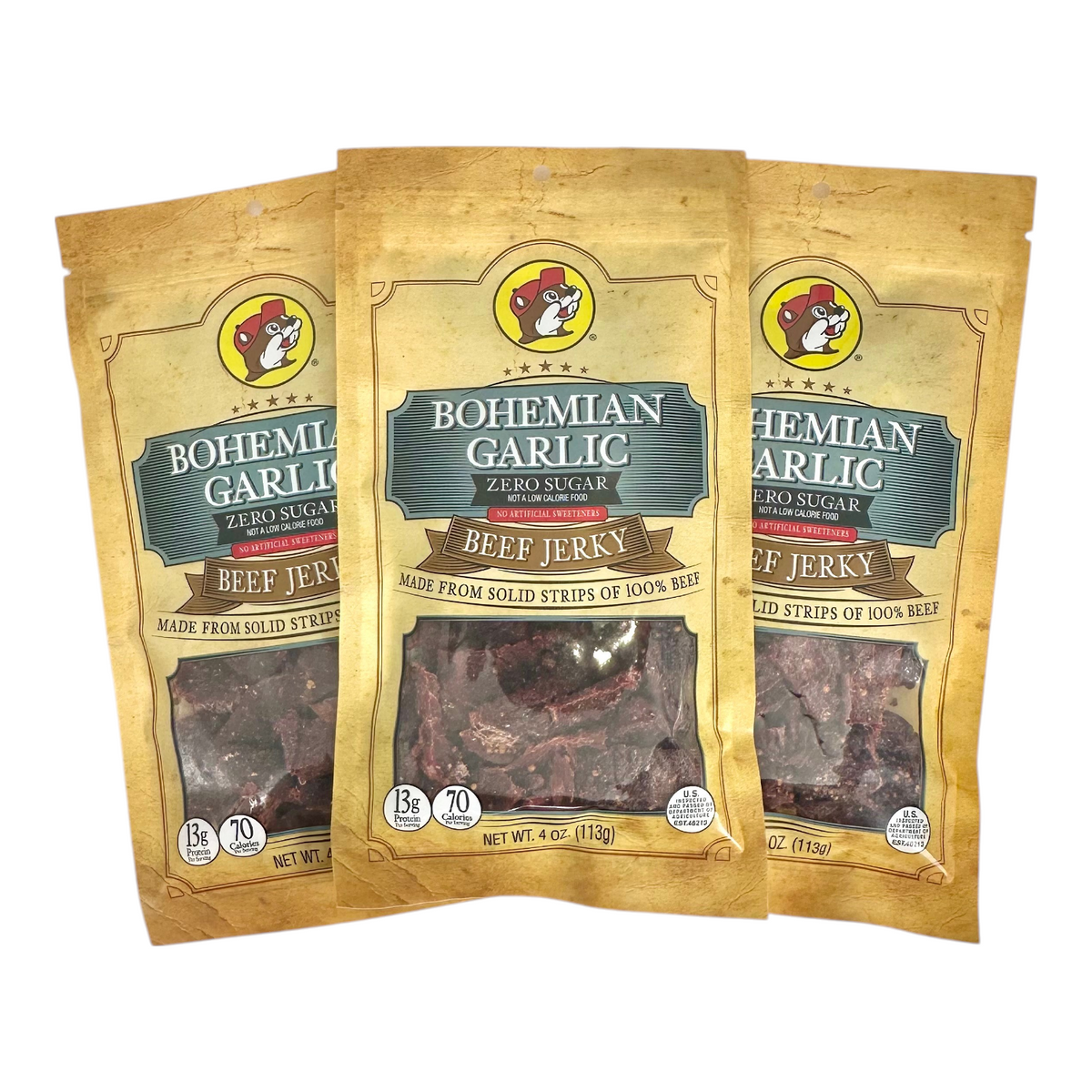 Bohemian Garlic Zero Sugar Beef Jerky - 3-Pack - view 4