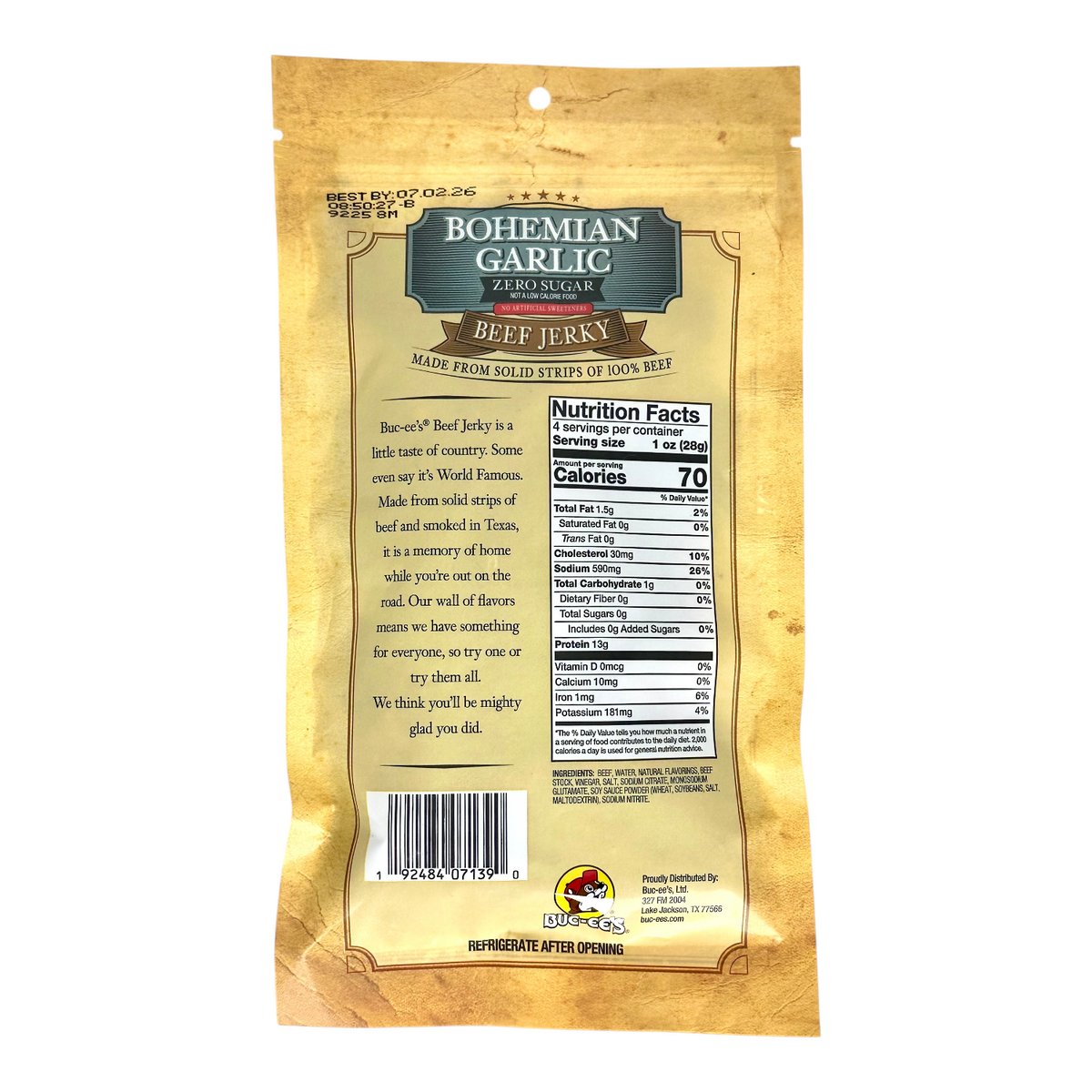 Bohemian Garlic Zero Sugar Beef Jerky - view 2