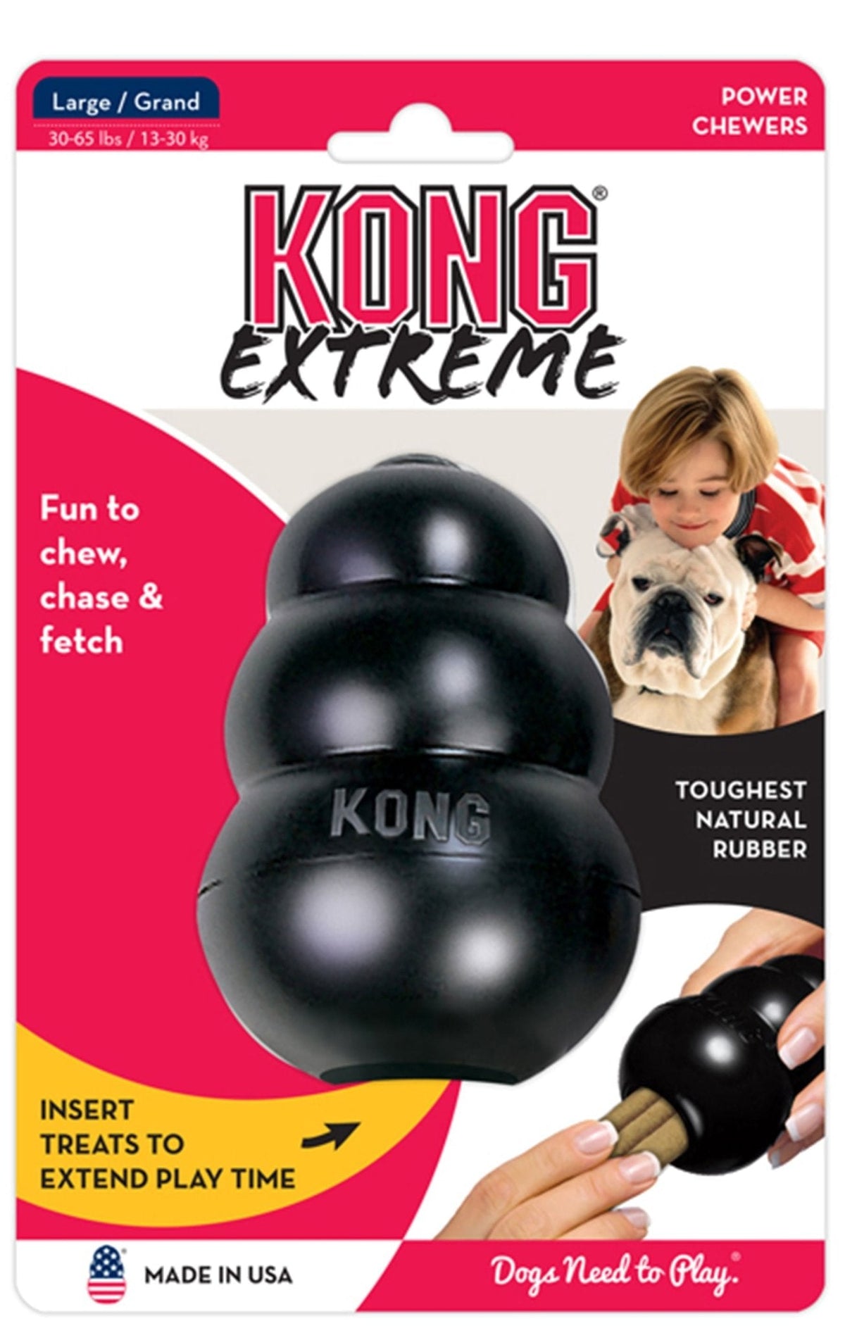 KONG Extreme Treat-Stuffing Dog Toy for Power Chewers - Large (4"), Black, Single - view 8