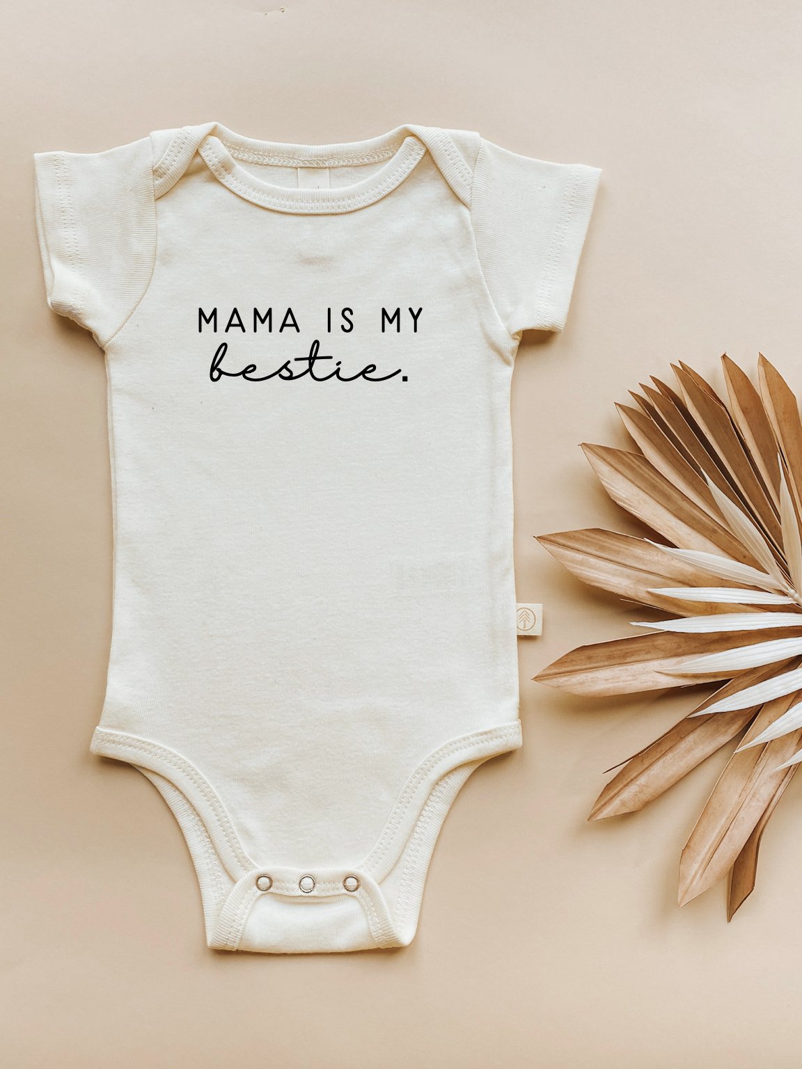 Mama is my Bestie Organic Baby Bodysuit - Black, 0-3M, 3-6M, 6-12M, 12-18M, 18-24M - view 2