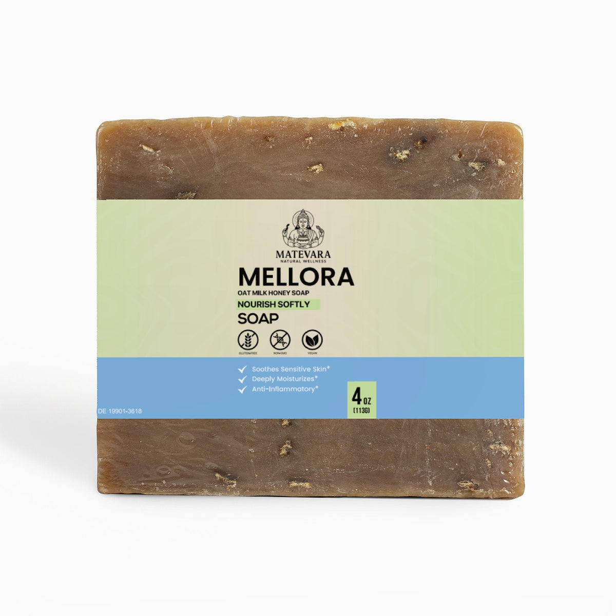 Mellora Oat Milk Honey Soap |Natural Bar Soap for Sensitive Skin - 4oz