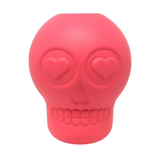 Sugar Skull Dog Chew Toy & Treat Dispenser - USA Made - SodaPup - LARGE PINK SKULL