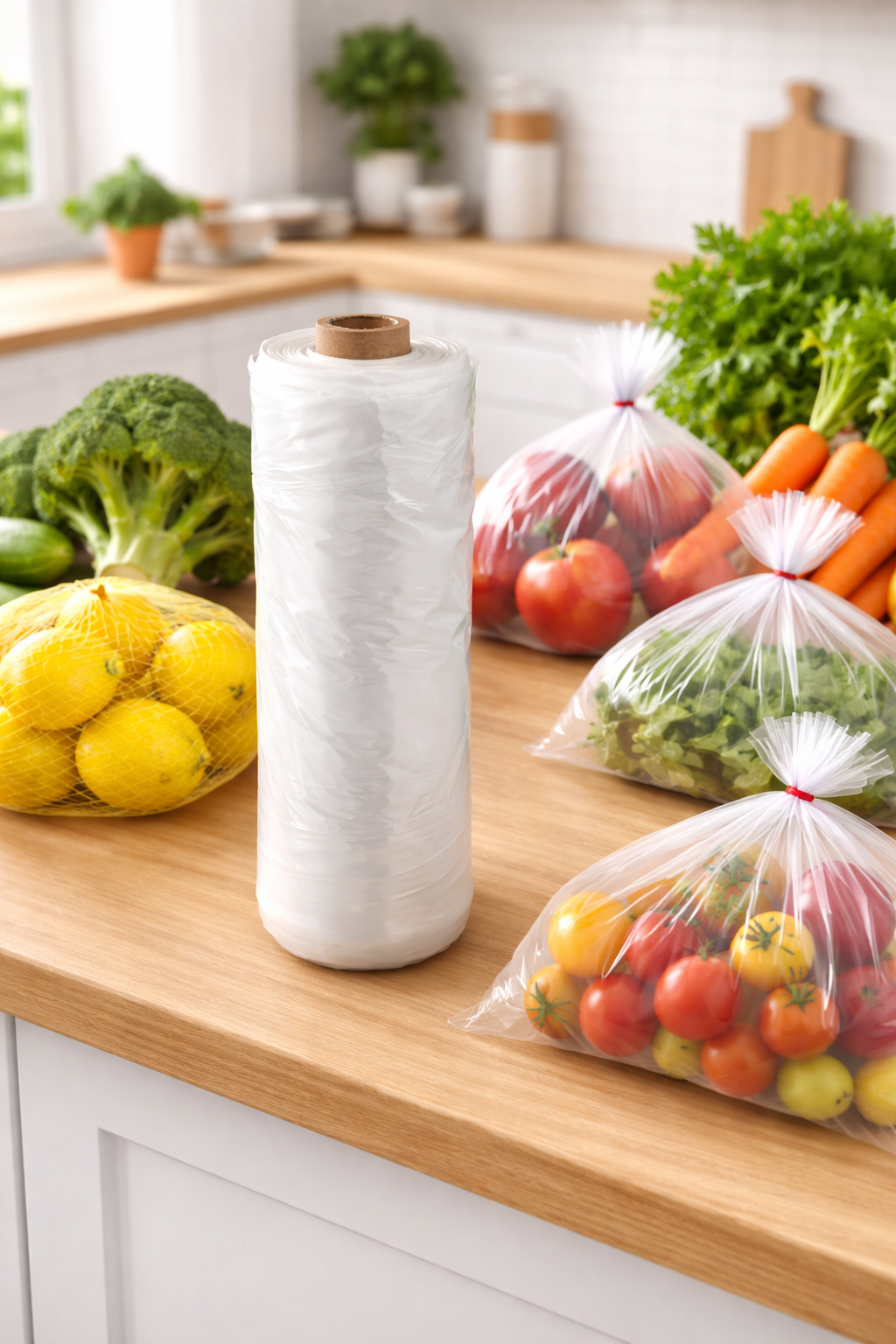 Produce Bags on Roll - 100 Count - Clear - 14" x 17" - Reusable Style - view 2