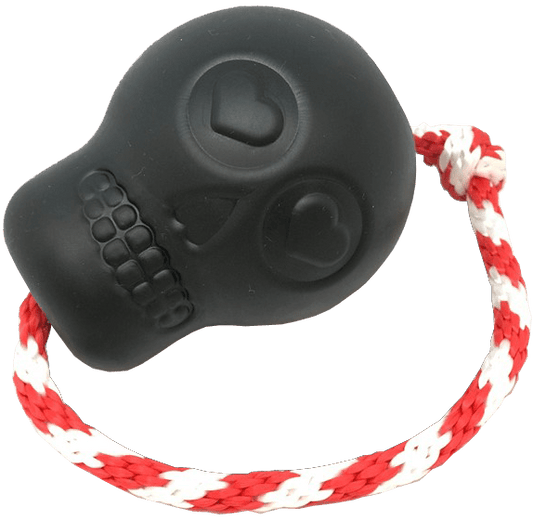 USA-K9 Magnum Skull - Black Magnum Rubber Chew Toy for Extreme Chewers - LARGE BLACK SKULL REWARD