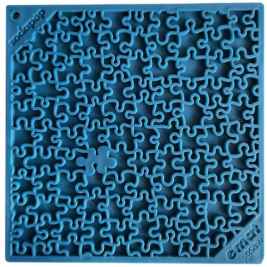 Jigsaw Puzzle eMat - Enrichment Lick Mat for Dogs and Cats - Jigsaw Puzzle E-mat - Blue