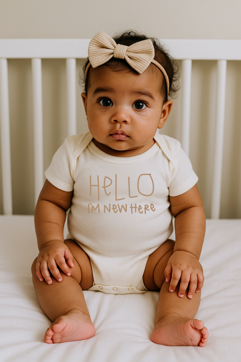 Hello I'm New Here Clay Organic Cotton Baby Bodysuit Short Sleeve - 0-3M, 3-6M - view 2