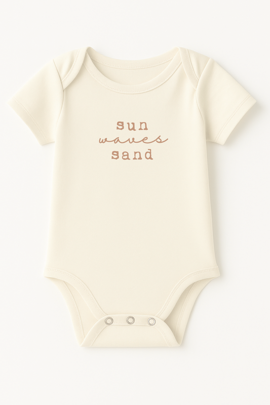 Sun Waves Sand Clay Organic Cotton Short Sleeve Baby Bodysuit