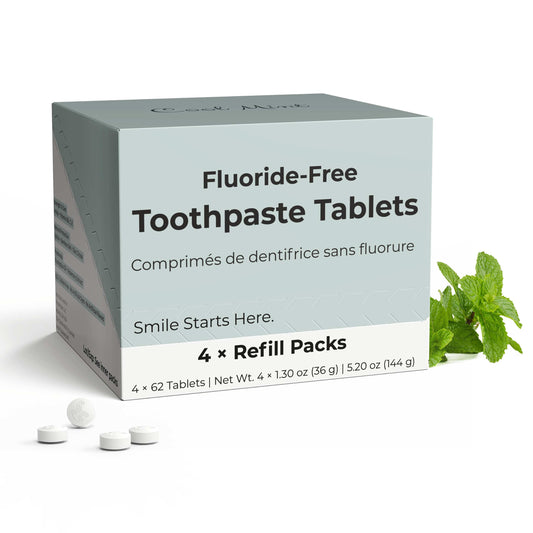 Fluoride-Free Cool Mint Toothpaste Tablets - 4-Month Supply - 5% nHAp - 1 Person (Standard), Refill only